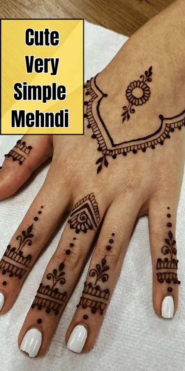 Simple Finger Mehndi Design with Hearts and Jaal