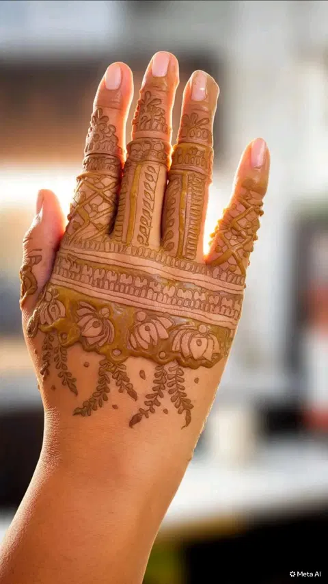arabic simple flower back hand mehndi design