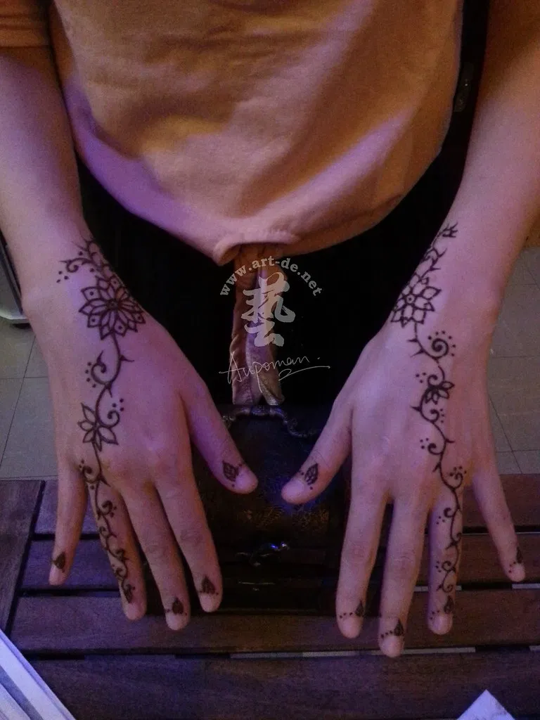 Simple Back Hand Mehndi Design with Lotus