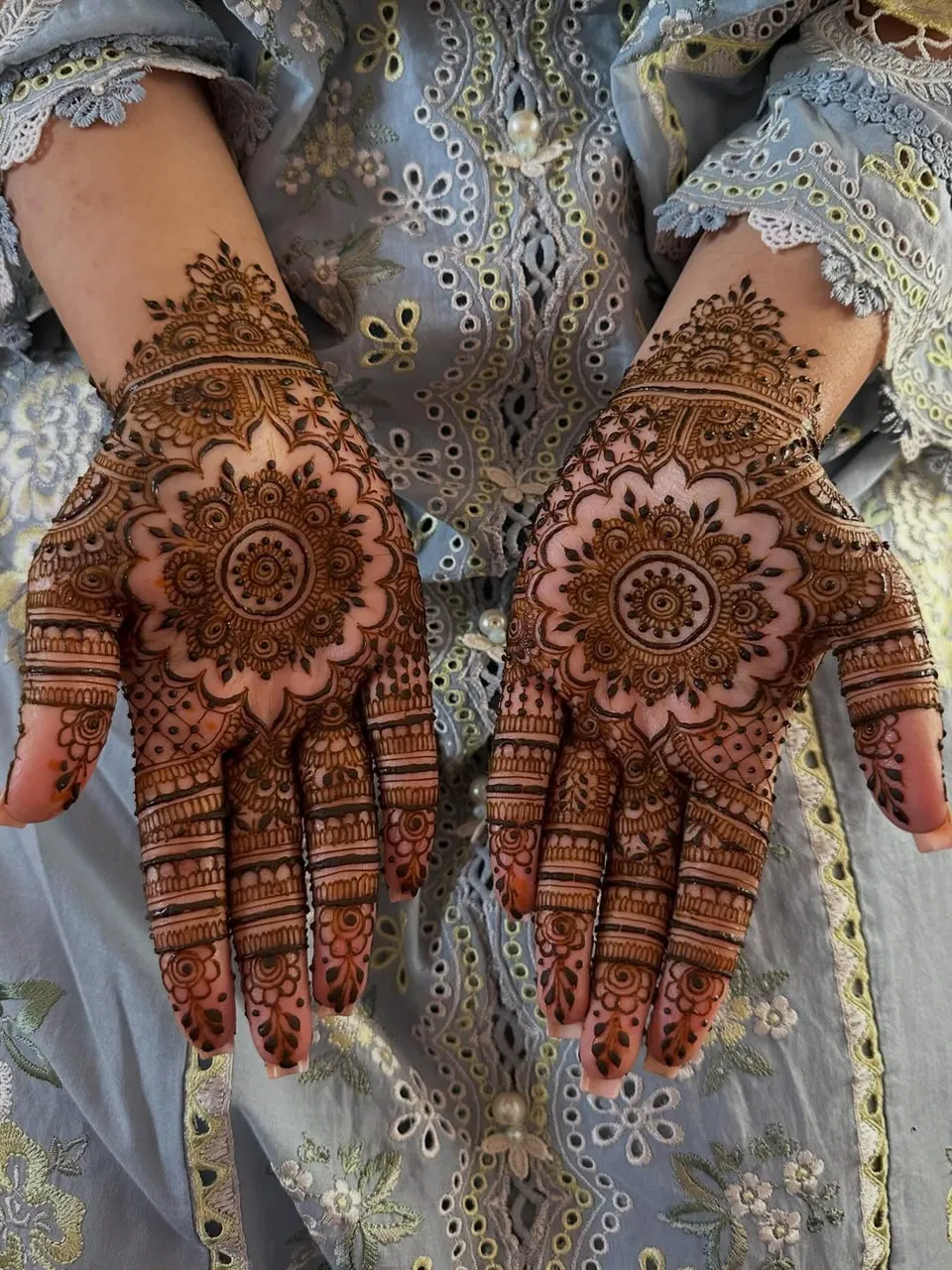 Aesthetic Bridal Finger Mehndi Design with Gol Tikki and Jaal (2)