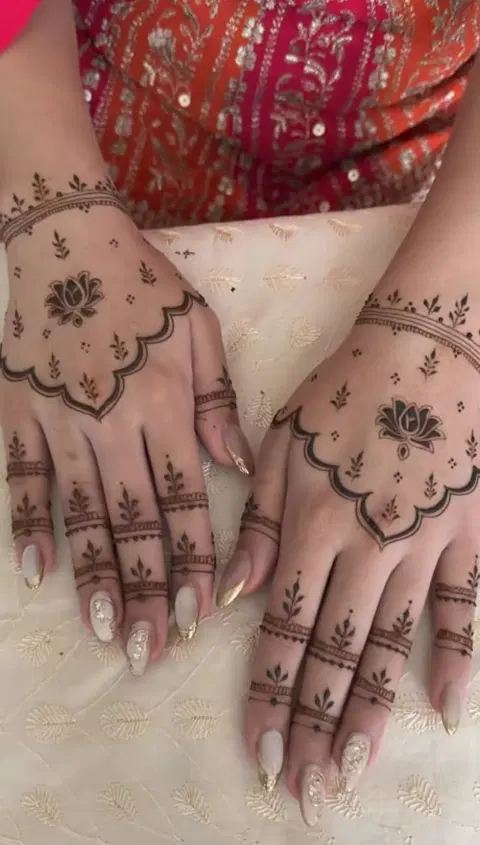 aesthetic simple jaal finger mehndi design