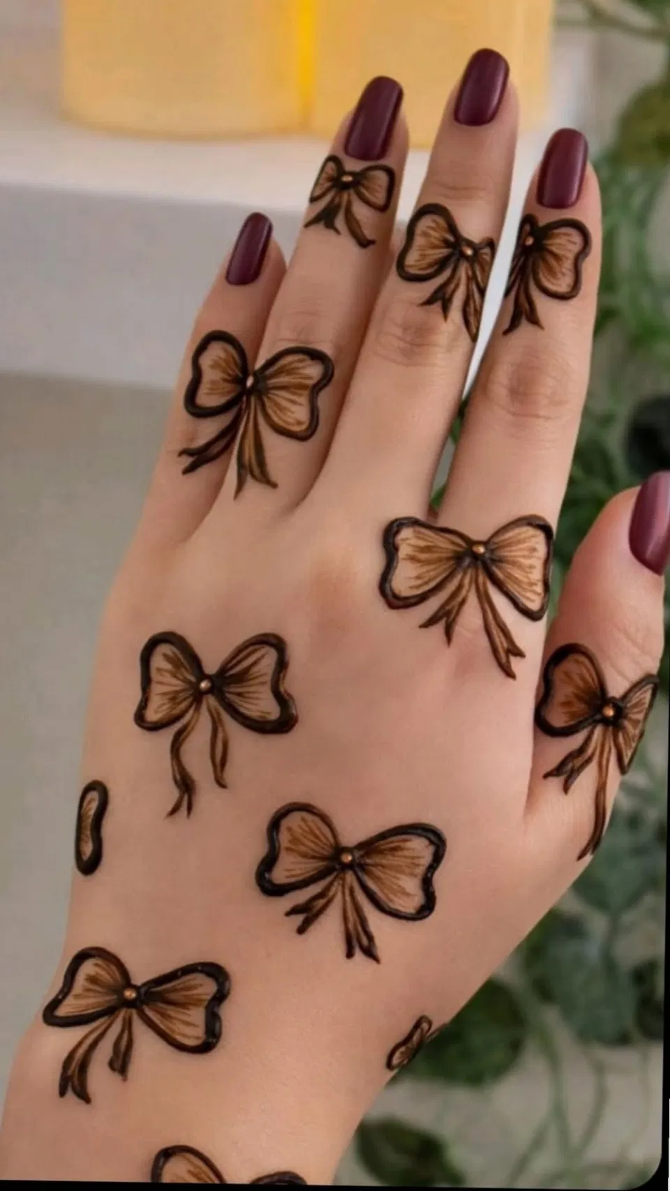 Aesthetic Simple Finger Mehndi Design with Butterfly and Hearts