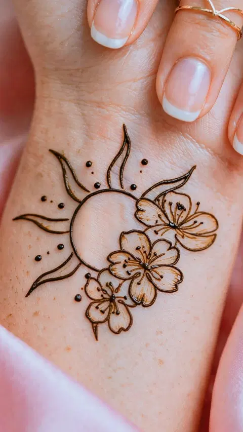 aesthetic arabic flower foot mehndi design