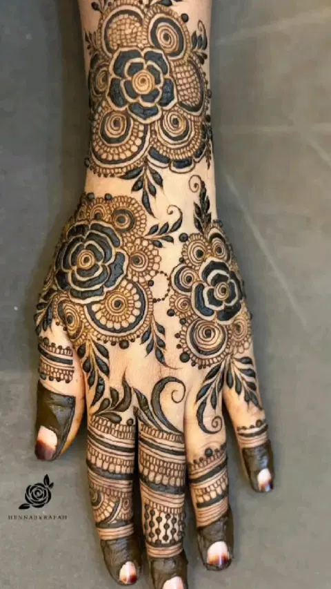 arabic bridal flower back hand mehndi design