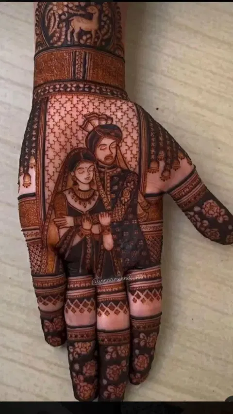 bridal stylish deity full hand mehndi design