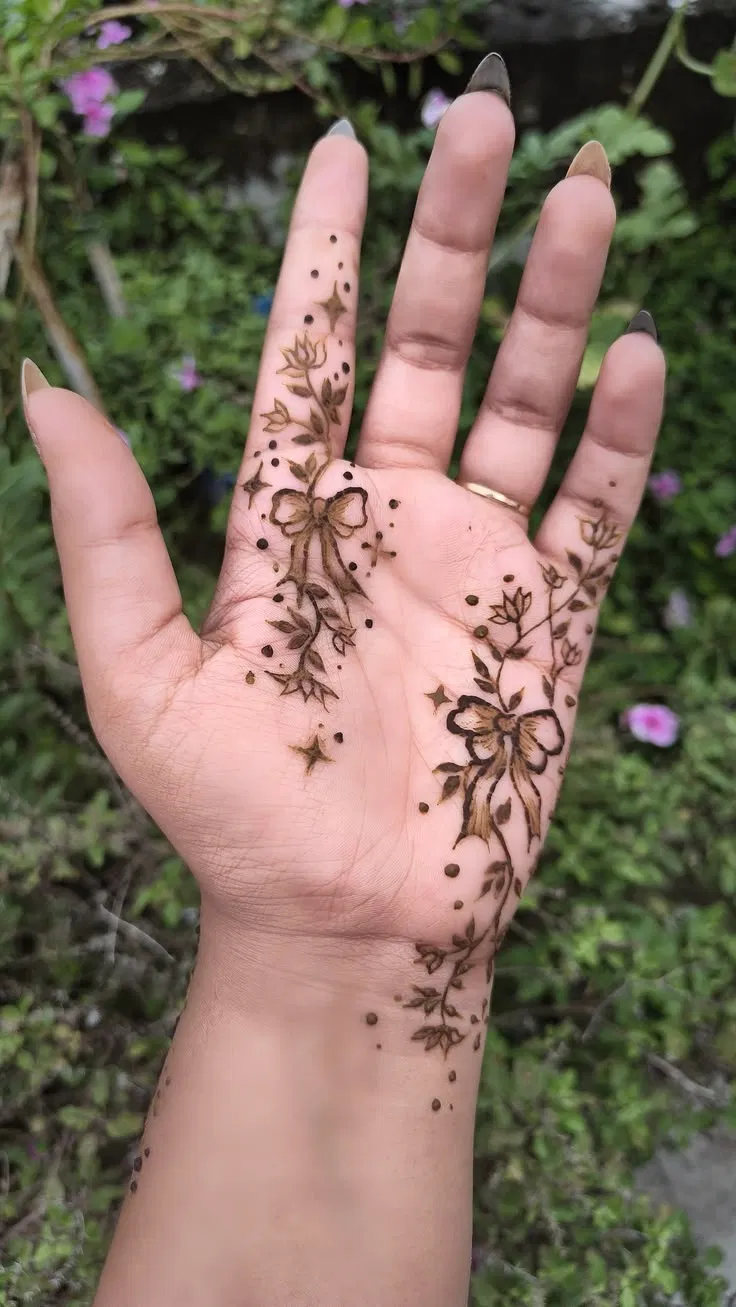 Aesthetic Arabic Front Hand Mehndi Design with Flowers (21)