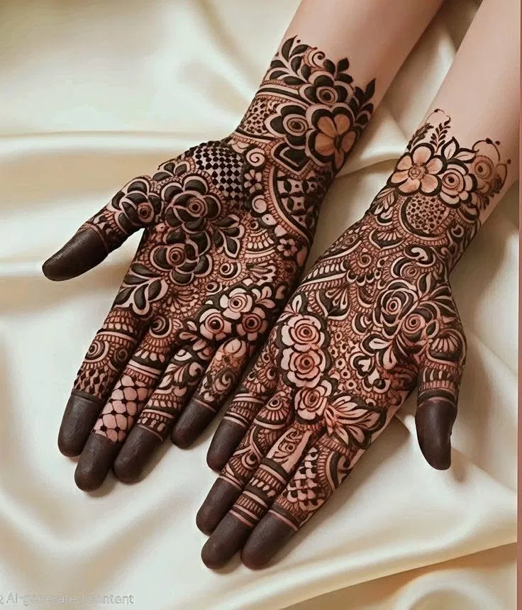 Arabic Bridal Finger Mehndi Design with Flowers (7)