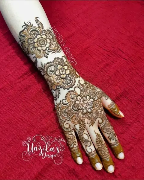 arabic bridal flower back hand mehndi design