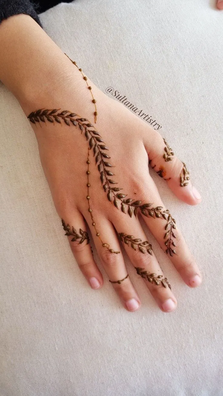 Aesthetic Arabic Finger Mehndi Design with Jaal (2)