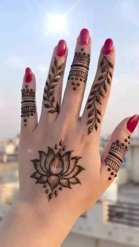 aesthetic minimal flower back hand mehndi design