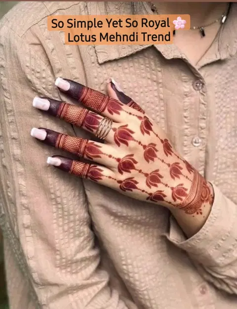 aesthetic royal flower finger mehndi design