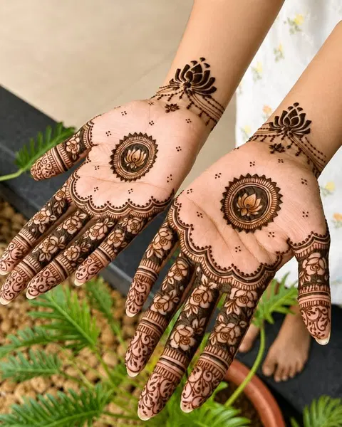 aesthetic minimal circle back hand mehndi design