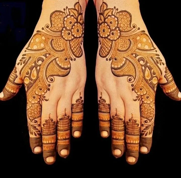 Arabic Royal Back Hand Mehndi Design with Bel