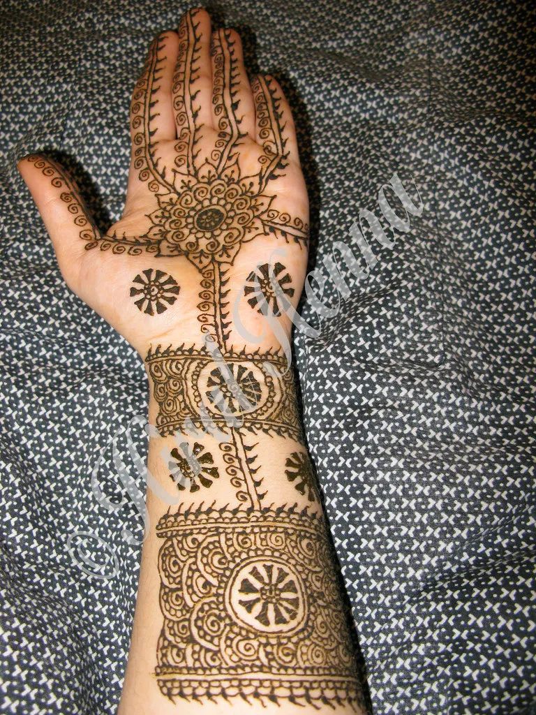 Indian Back Hand Mehndi Design with Bel