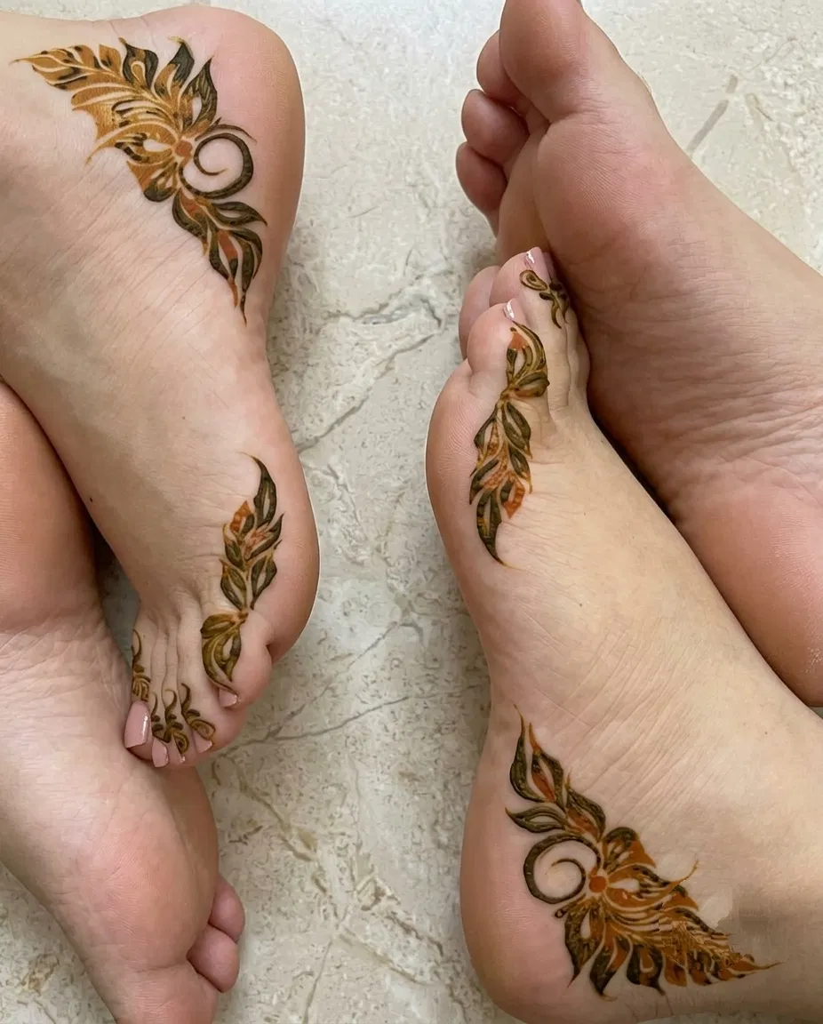 Arabic Simple Foot Mehndi Design with Jaal (2)