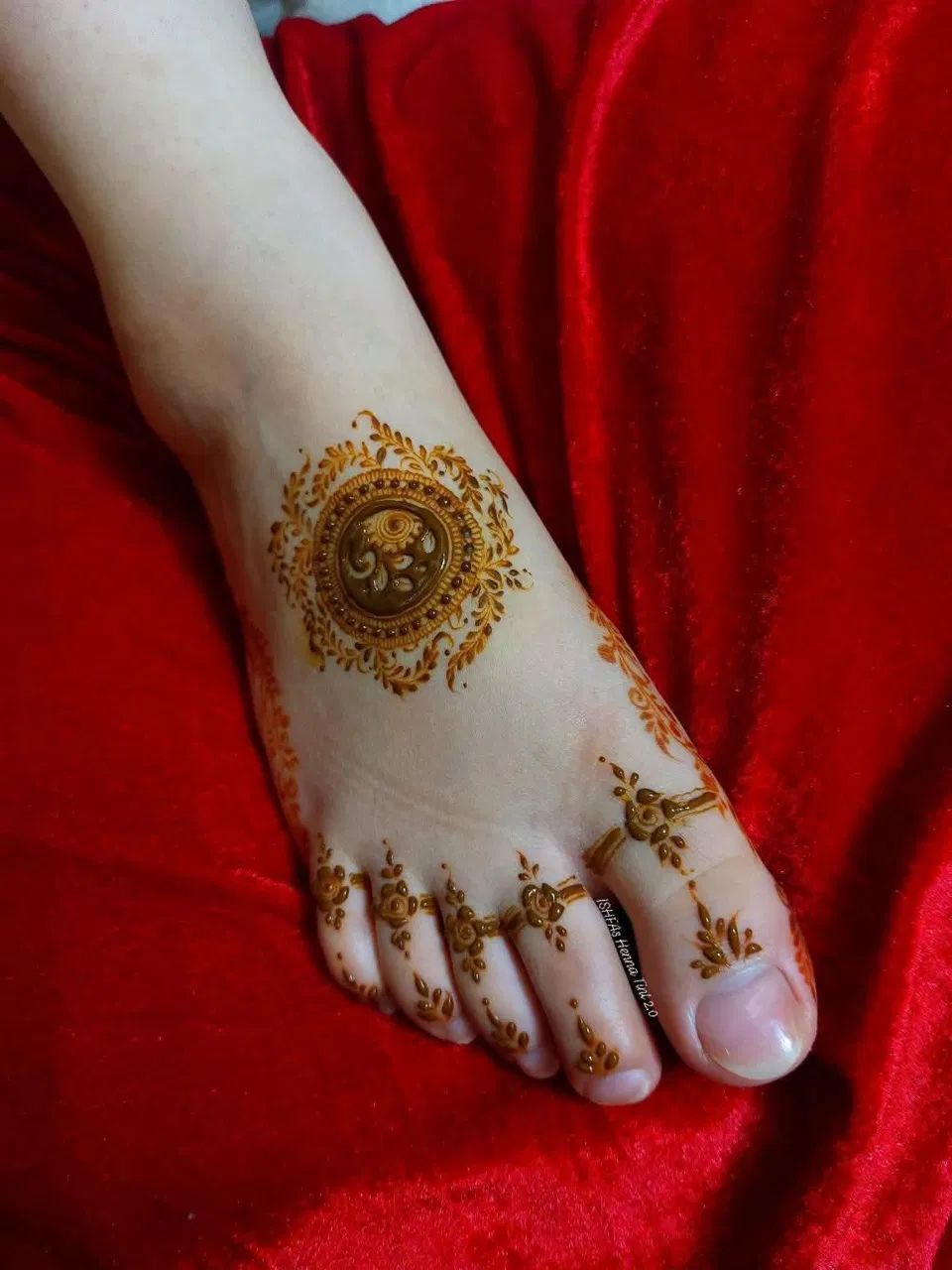 Bridal Simple Back Hand Mehndi Design with Gol Tikki, Jaal and Moon for Engagement (2)
