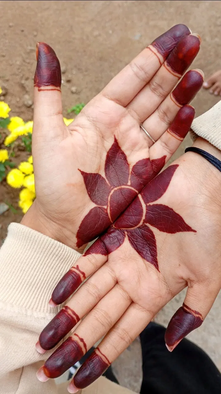 Indian Simple Back Hand Mehndi Design with Flowers and Jaal