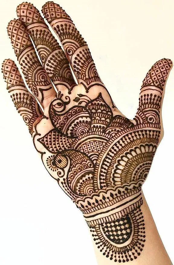 Stylish Back Hand Mehndi Design with Figures for Eid