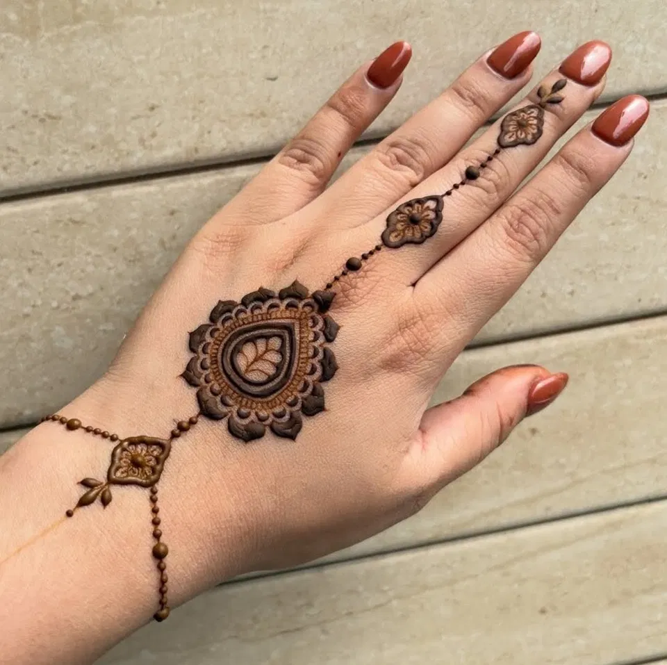 Aesthetic Minimal Back Hand Mehndi Design with Jaal (13)