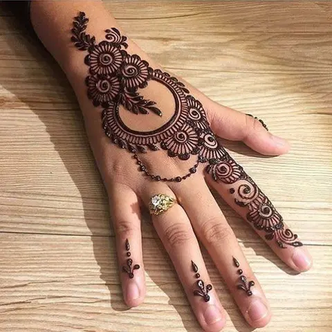aesthetic arabic circle finger mehndi design