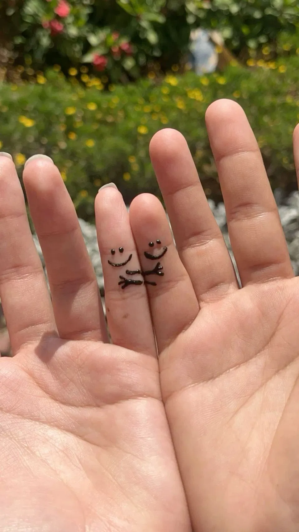 Simple Finger Mehndi Design with Deity and Hearts
