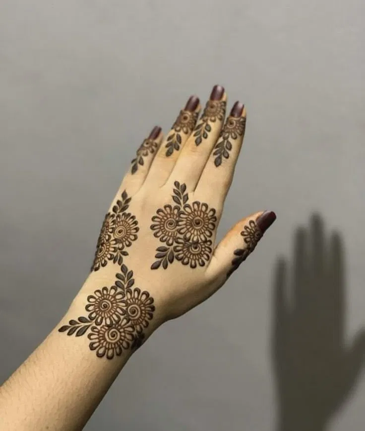 Aesthetic Dubai Front Hand Mehndi Design with Flowers (2)