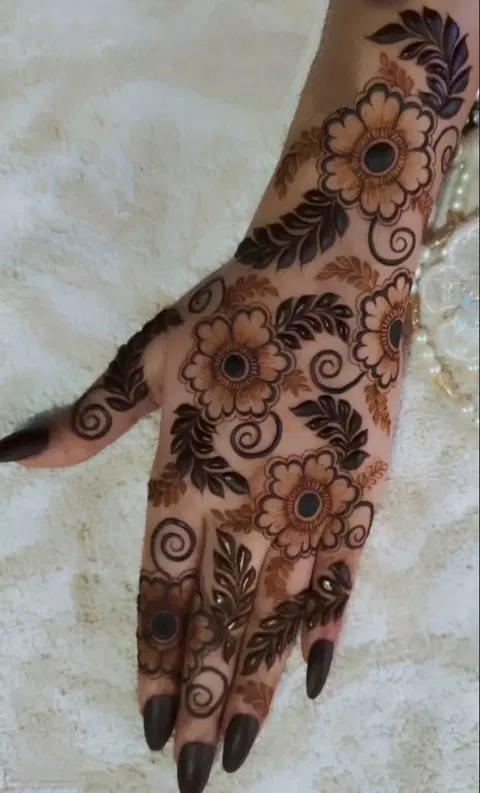 arabic bridal flower arm mehndi design