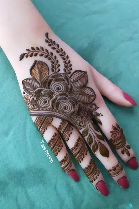 arabic stylish flower back hand mehndi design