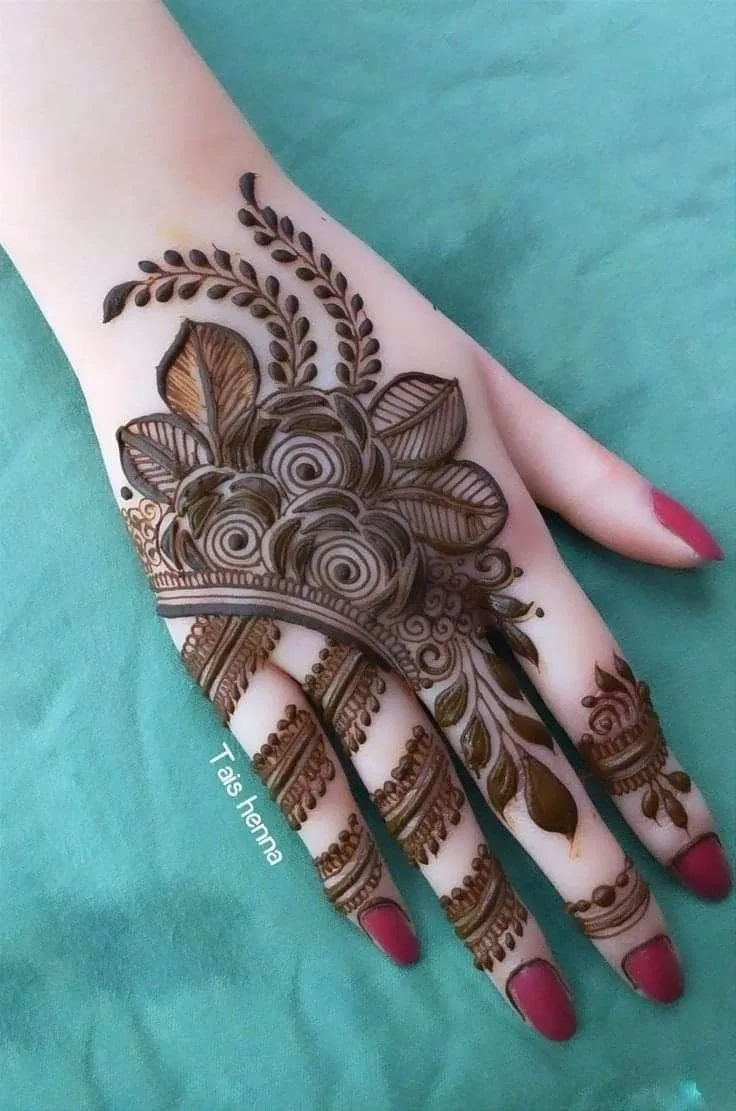 Arabic Stylish Back Hand Mehndi Design with Flowers (8)