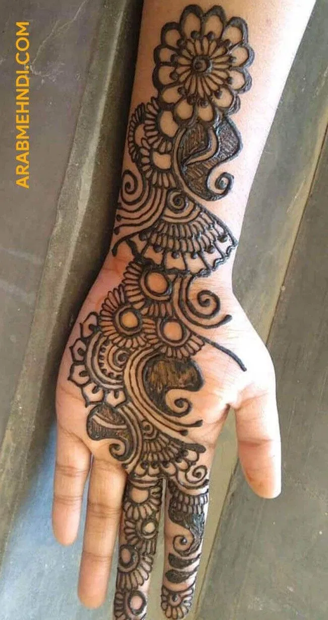 Arabic Front Hand Mehndi Design with Bel (3)
