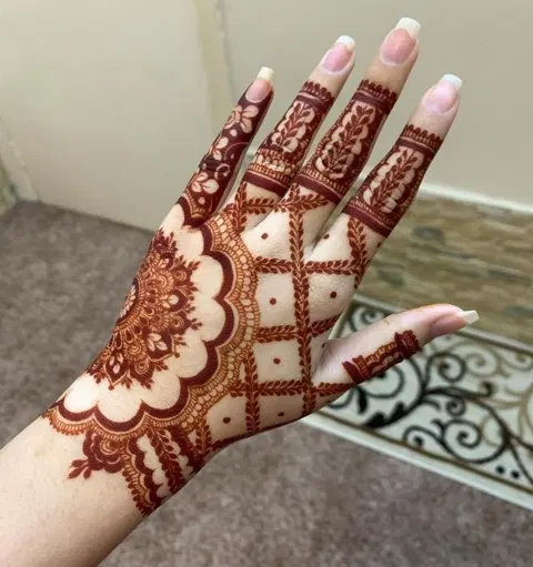 bridal pakistani jaal back hand mehndi design