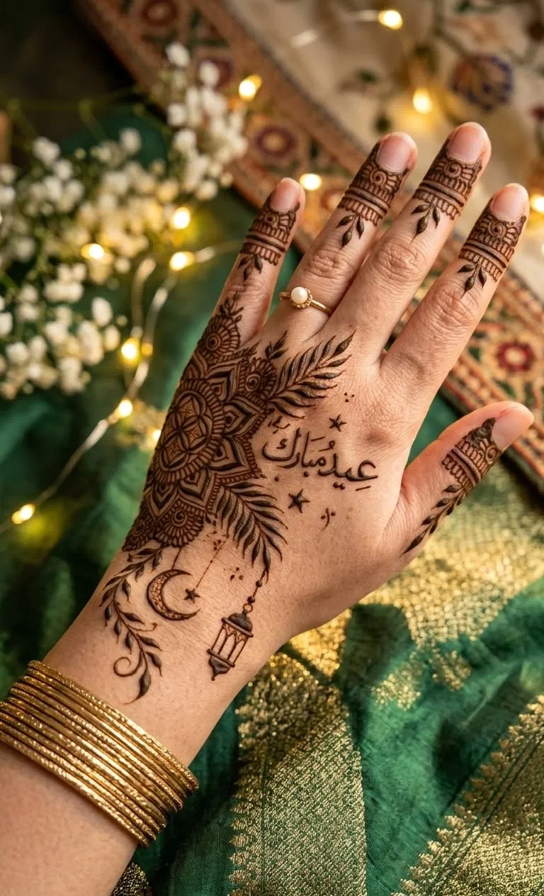 Arabic Back Hand Mehndi Design with Butterfly and Gol Tikki