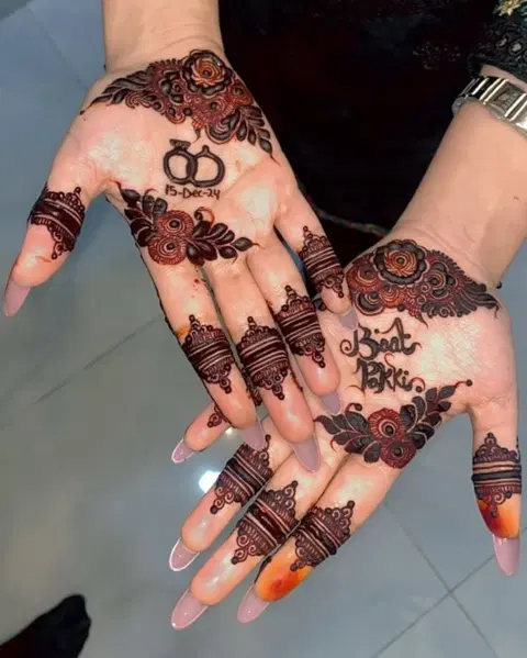 aesthetic bridal jaal finger mehndi design