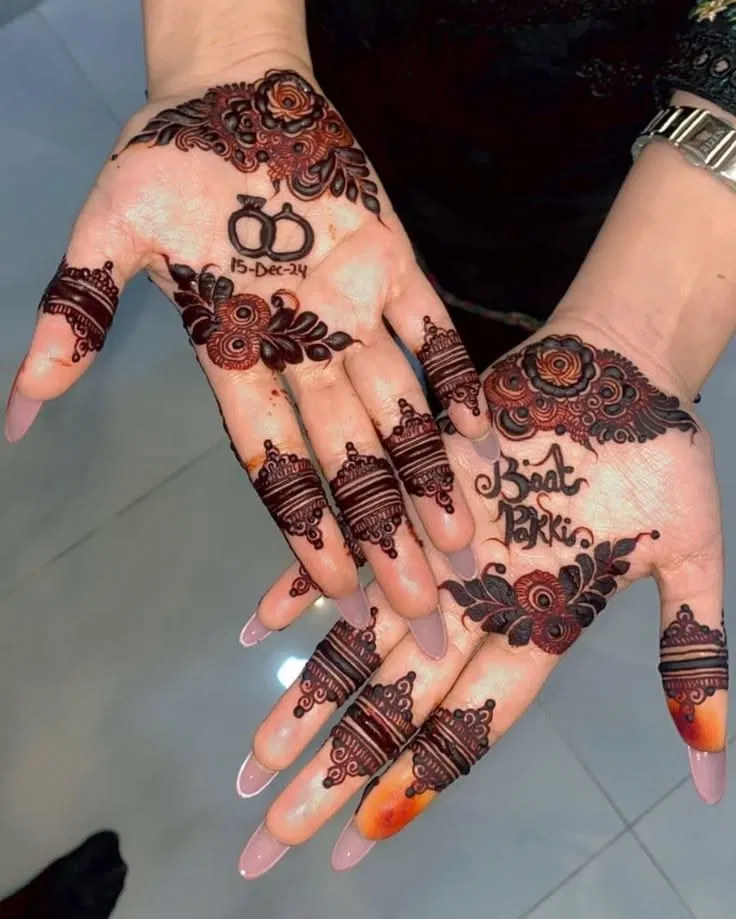 Aesthetic Bridal Finger Mehndi Design with Jaal