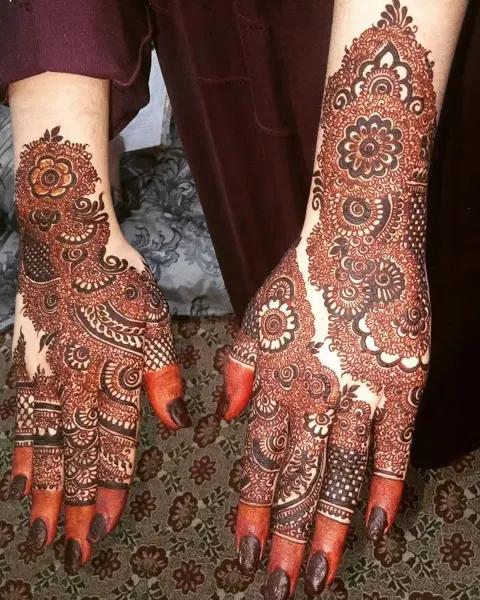 bridal back hand mehndi design
