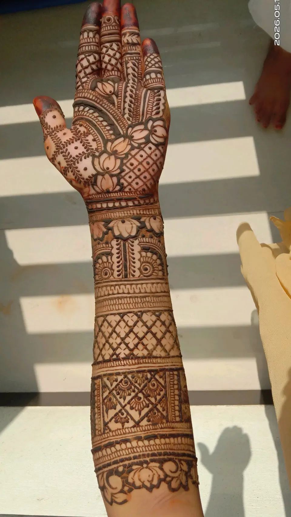 Bridal Indian Finger Mehndi Design with Figures and Lotus