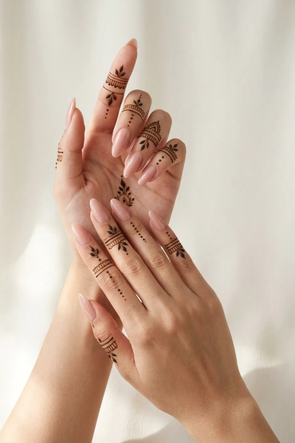 Aesthetic Minimal Back Hand Mehndi Design with Hearts and Jaal (2)