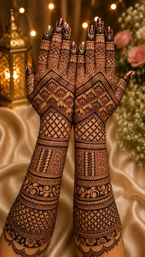 bridal stylish figure back hand mehndi design