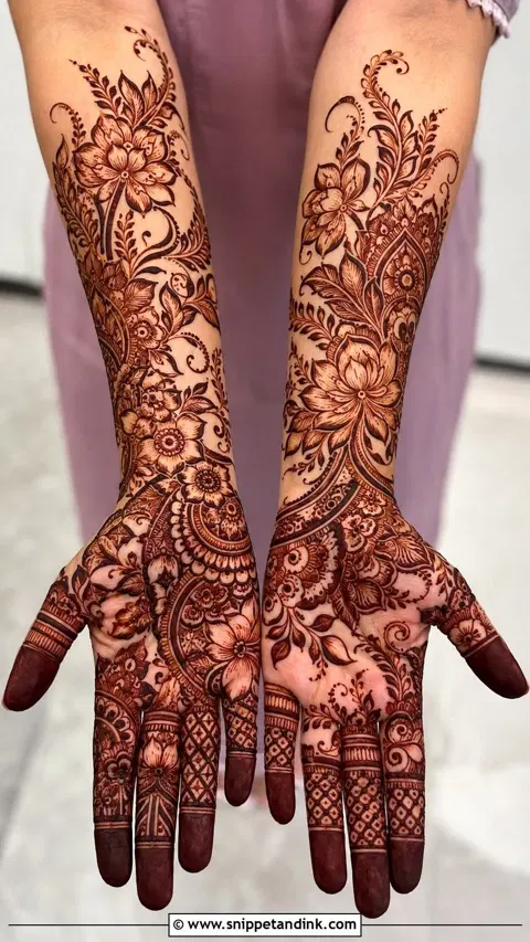 arabic bridal figure front hand mehndi design