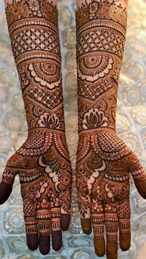 bridal stylish figure arm mehndi design