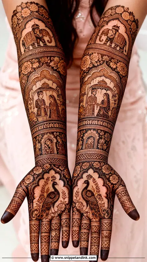arabic bridal figure back hand mehndi design