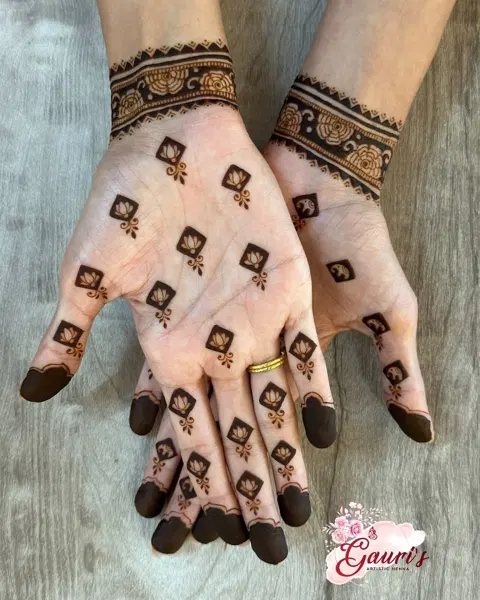 bridal minimal back hand mehndi design