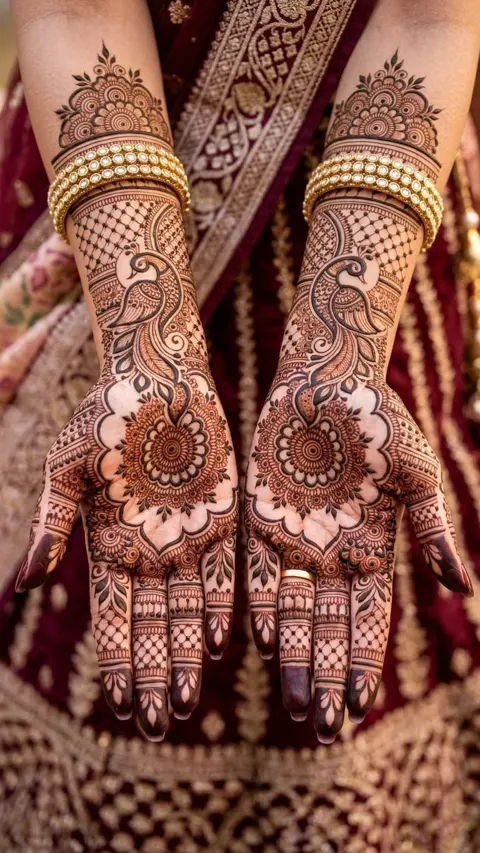 bridal indian circle foot mehndi design