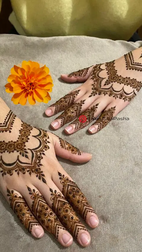 stylish flower back hand mehndi design