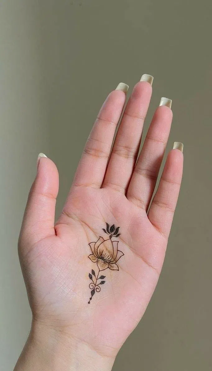 Aesthetic Arabic Front Hand Mehndi Design with Flowers, Jaal and Lotus (2)