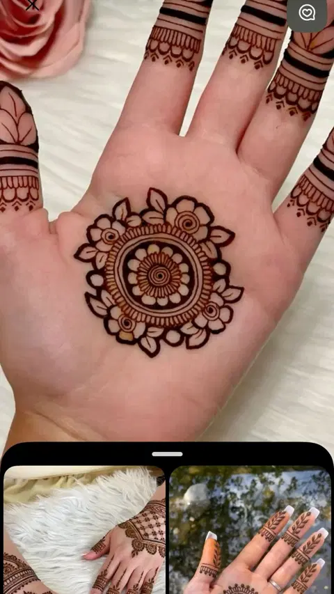 arabic simple circle front hand mehndi design