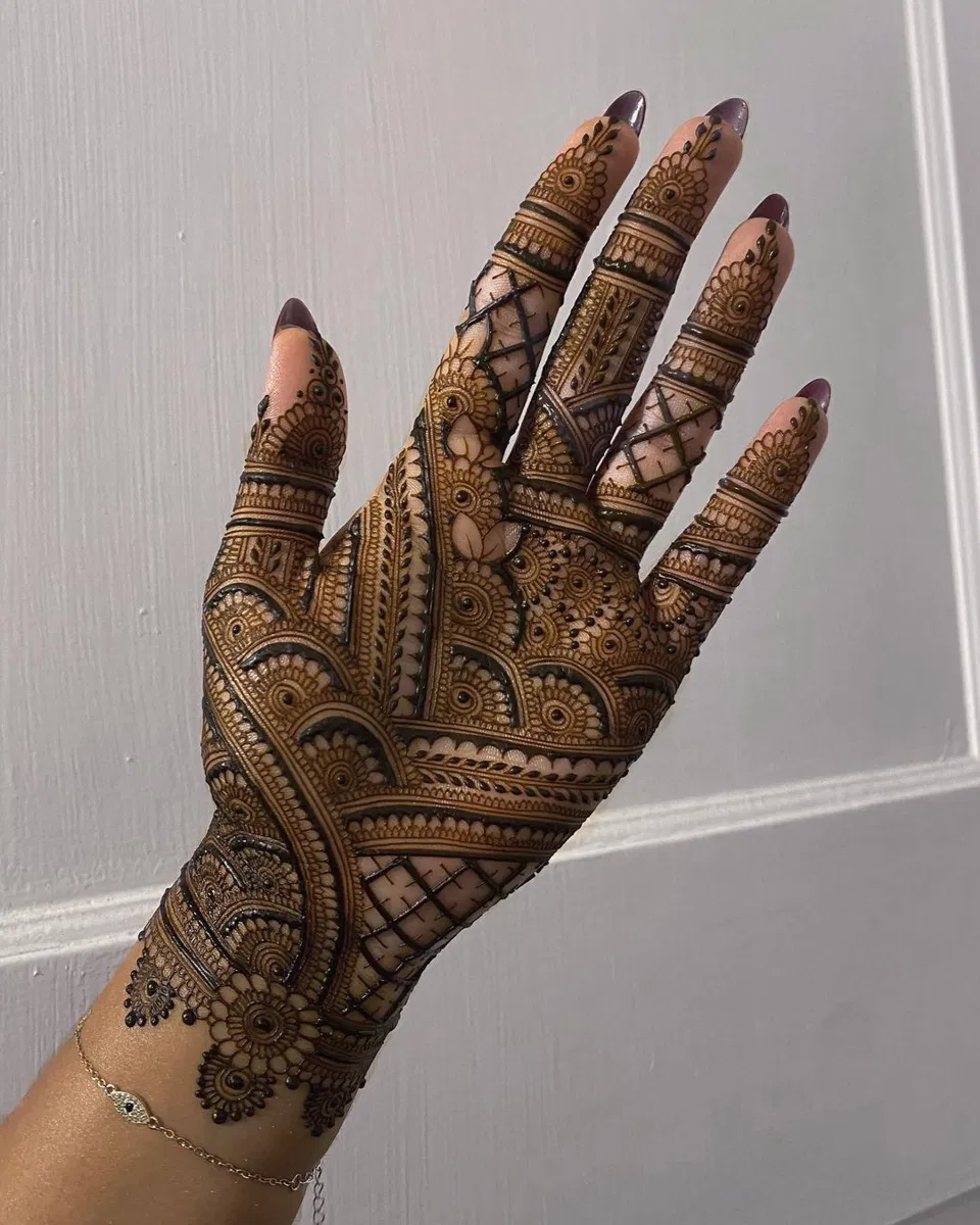 Aesthetic Arabic Front Hand Mehndi Design for Eid