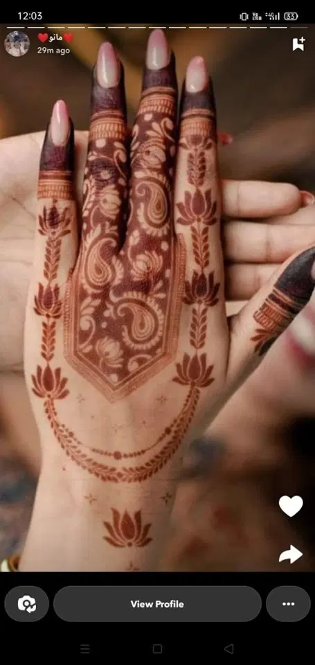 aesthetic stylish lotus back hand mehndi design