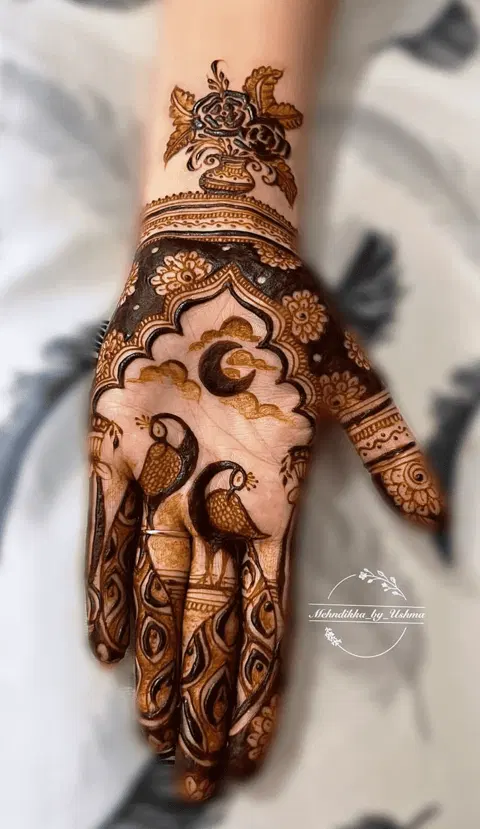royal stylish figure full hand mehndi design