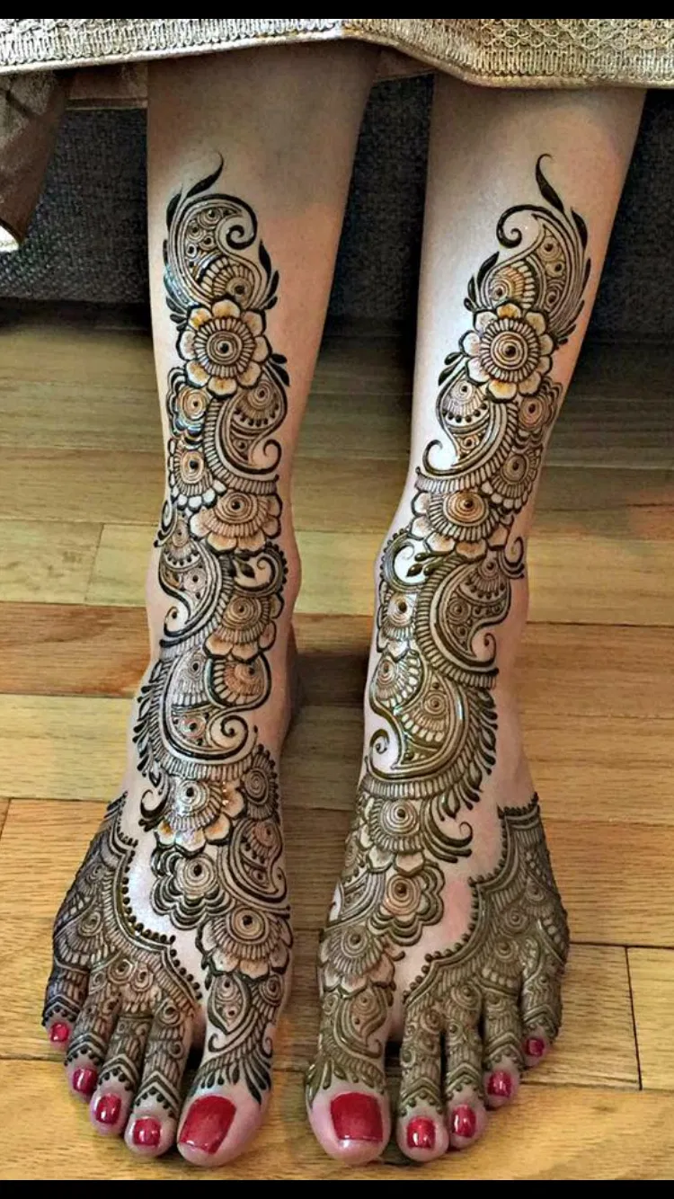 Arabic Bridal Foot Mehndi Design with Peacock
